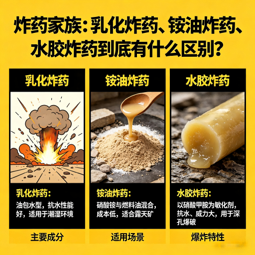 玉环炸药家族：乳化炸药、铵油炸药、水胶炸药到底有什么区别？